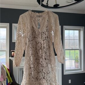 LOFT floral lace flount mini dress XSP